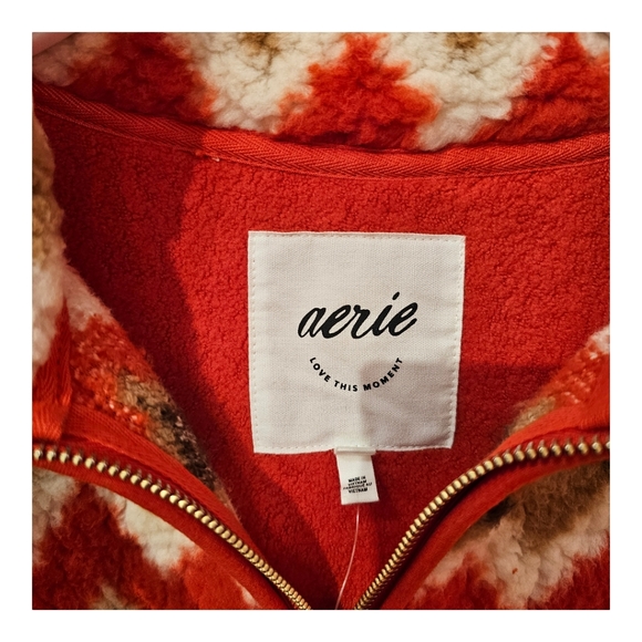 Red Aerie Quarter Zip Sweatshirt - Picture 6 of 6
